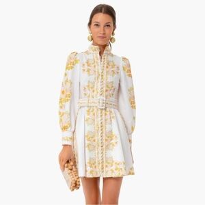 NEW Tuckernuck Beulah Leila Women’s Yellow Belted Floral Dress Small B2782